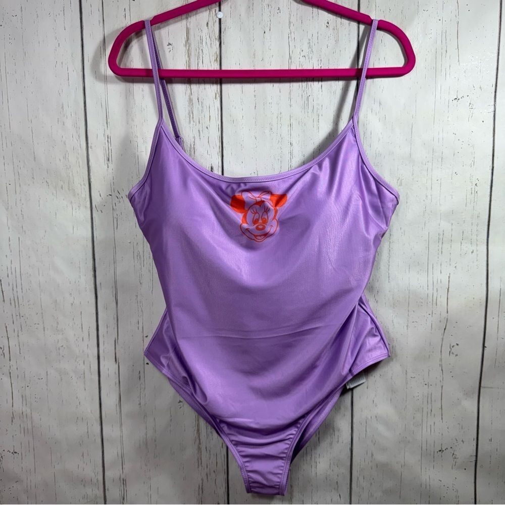 Disney Minnie Mouse Lavender One Piece Swimsuit Y2K Fairycore Vacation XL